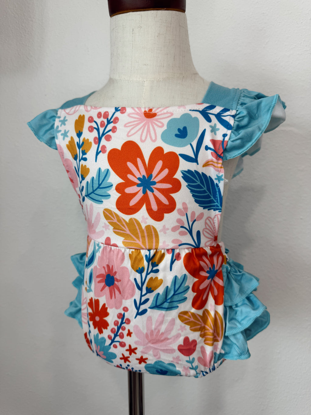 Floral Ruffle Romper with Snaps
