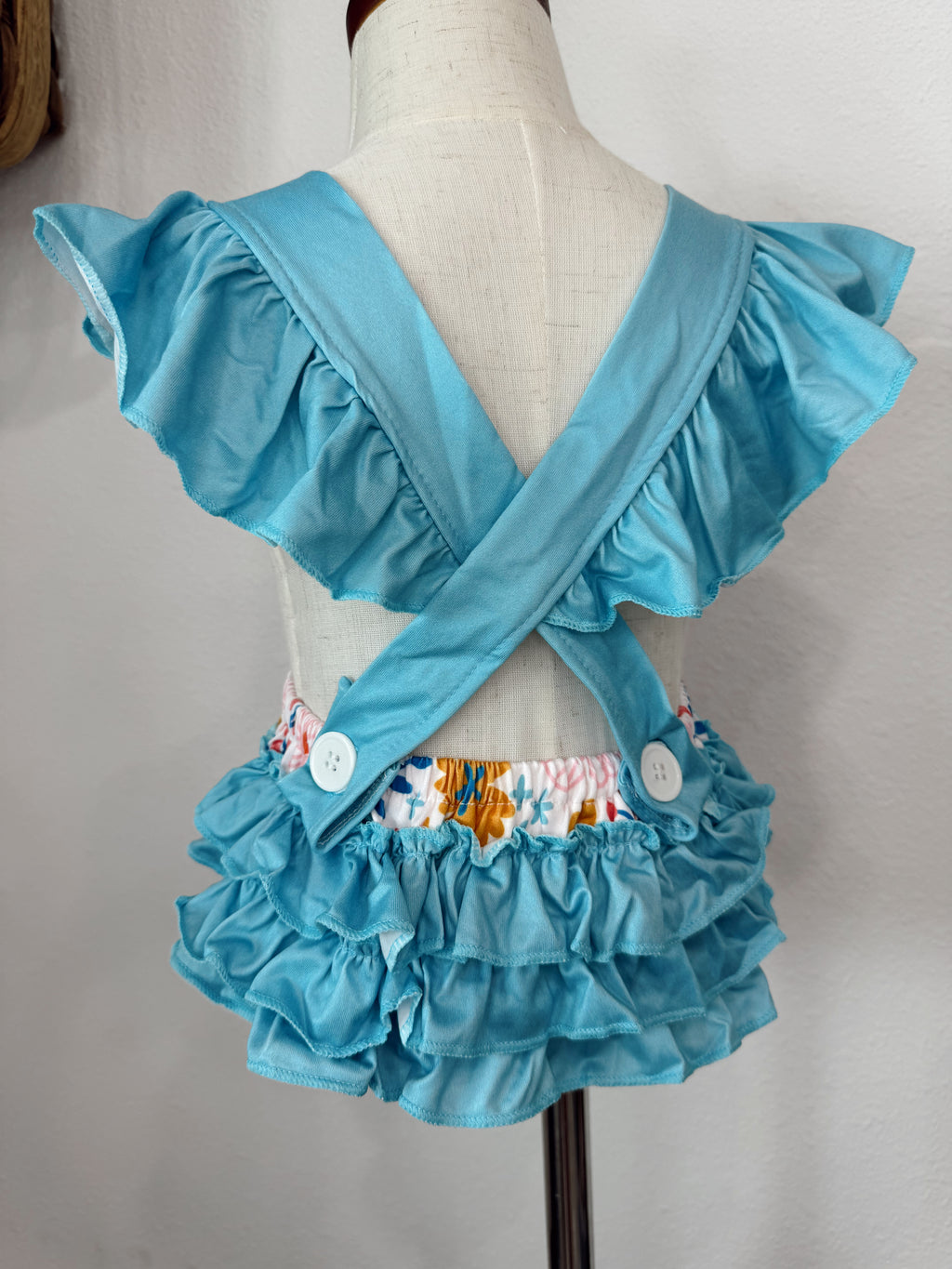 Floral Ruffle Romper with Snaps