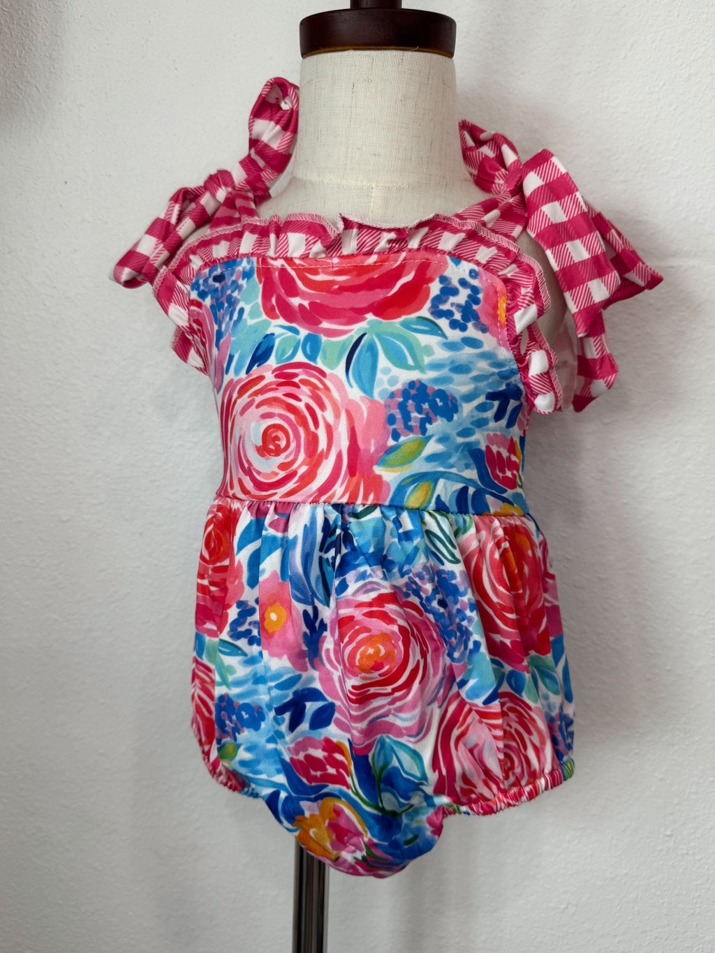 Floral Tie Strap Romper With Snaps