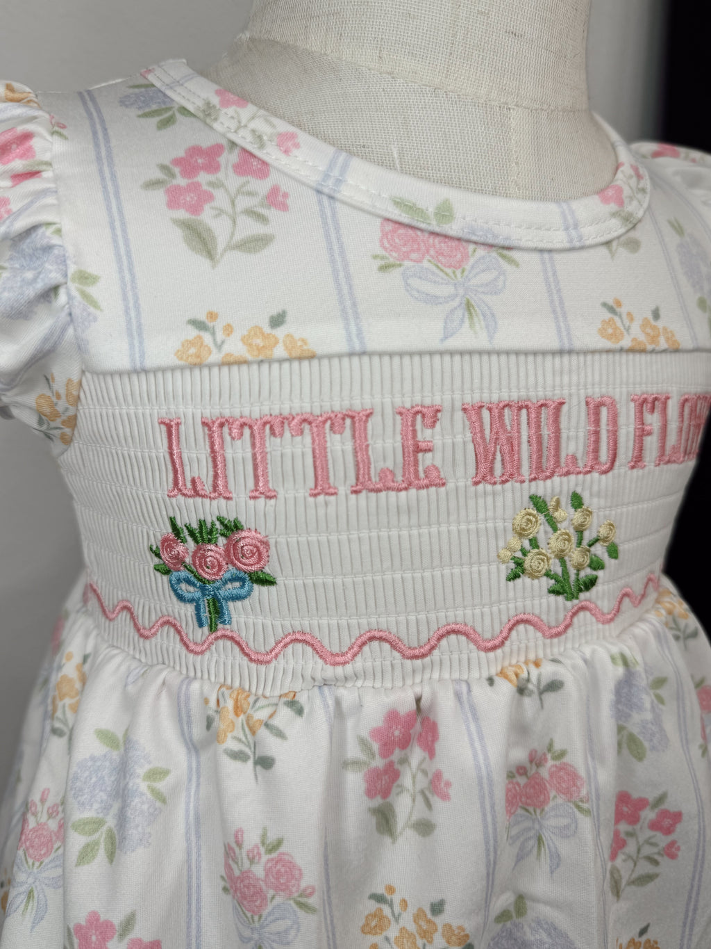 Little Wildflower Smocked Romper with Snaps