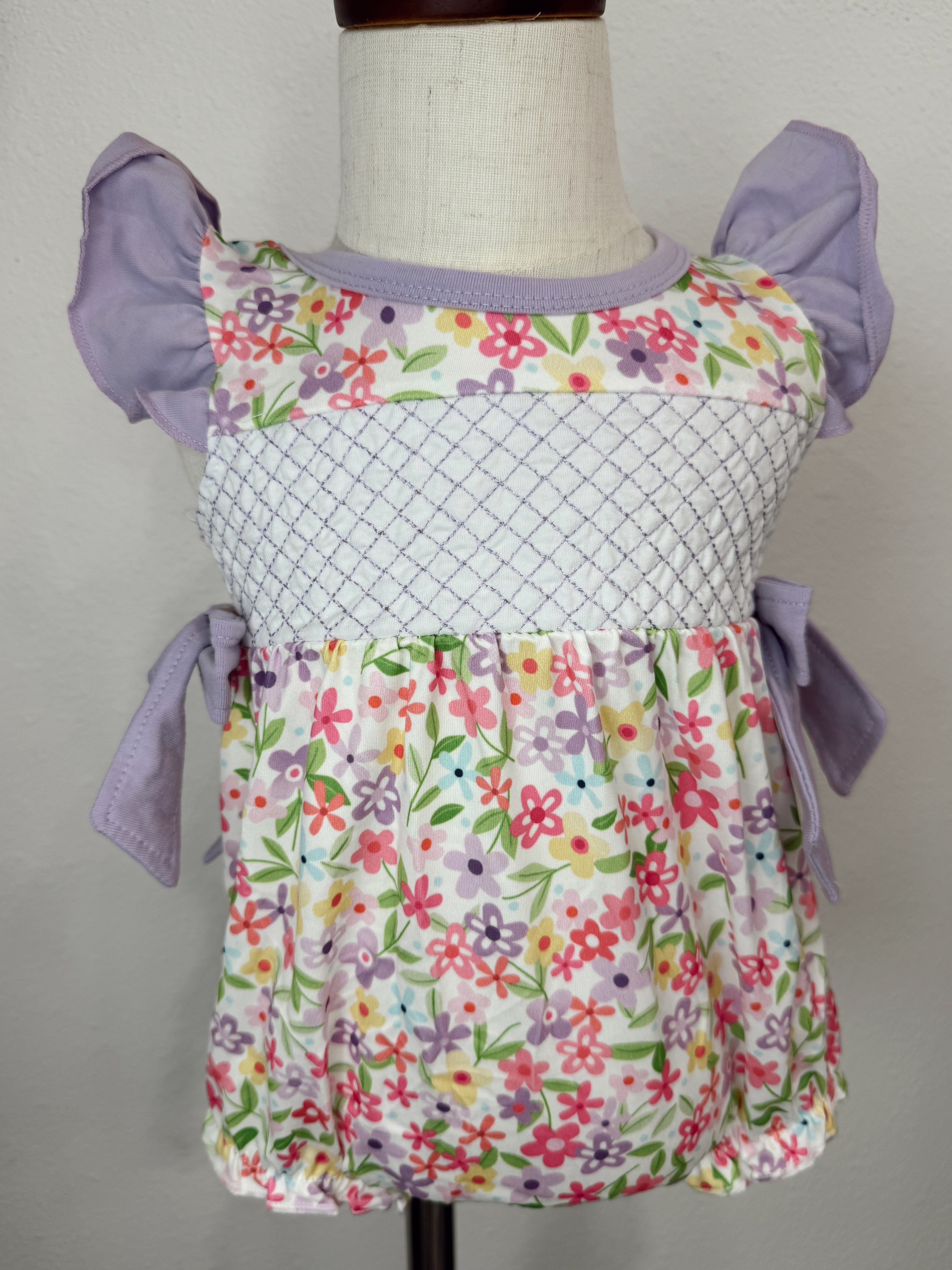 Floral Bubble Romper with Snaps