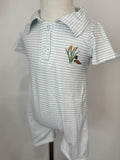 Stripe Embroidered Duck Romper with Snaps