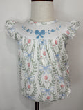 Embroidered Bow Bubble Romper with Snaps
