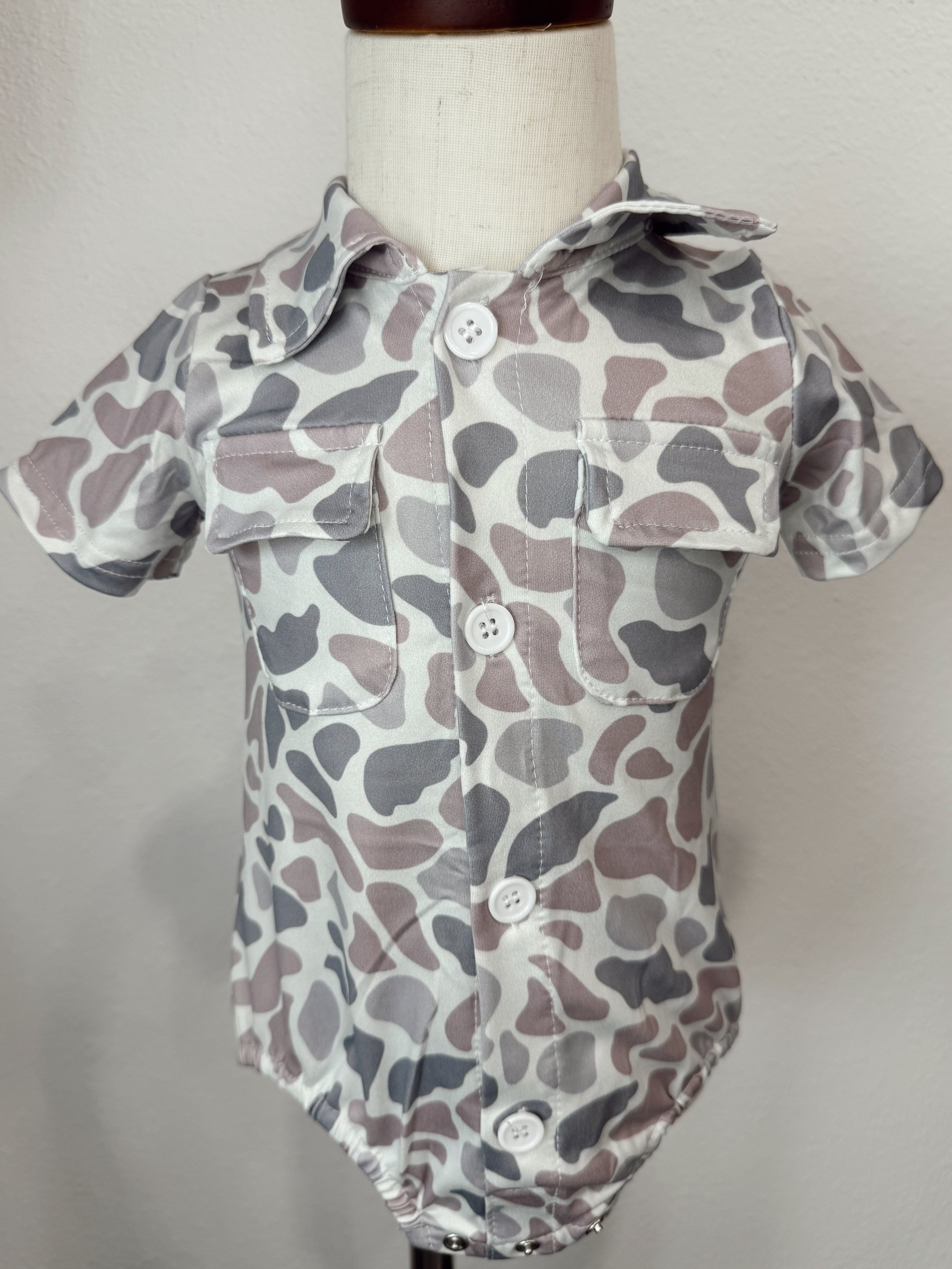 Camo Bubble Romper with Snaps