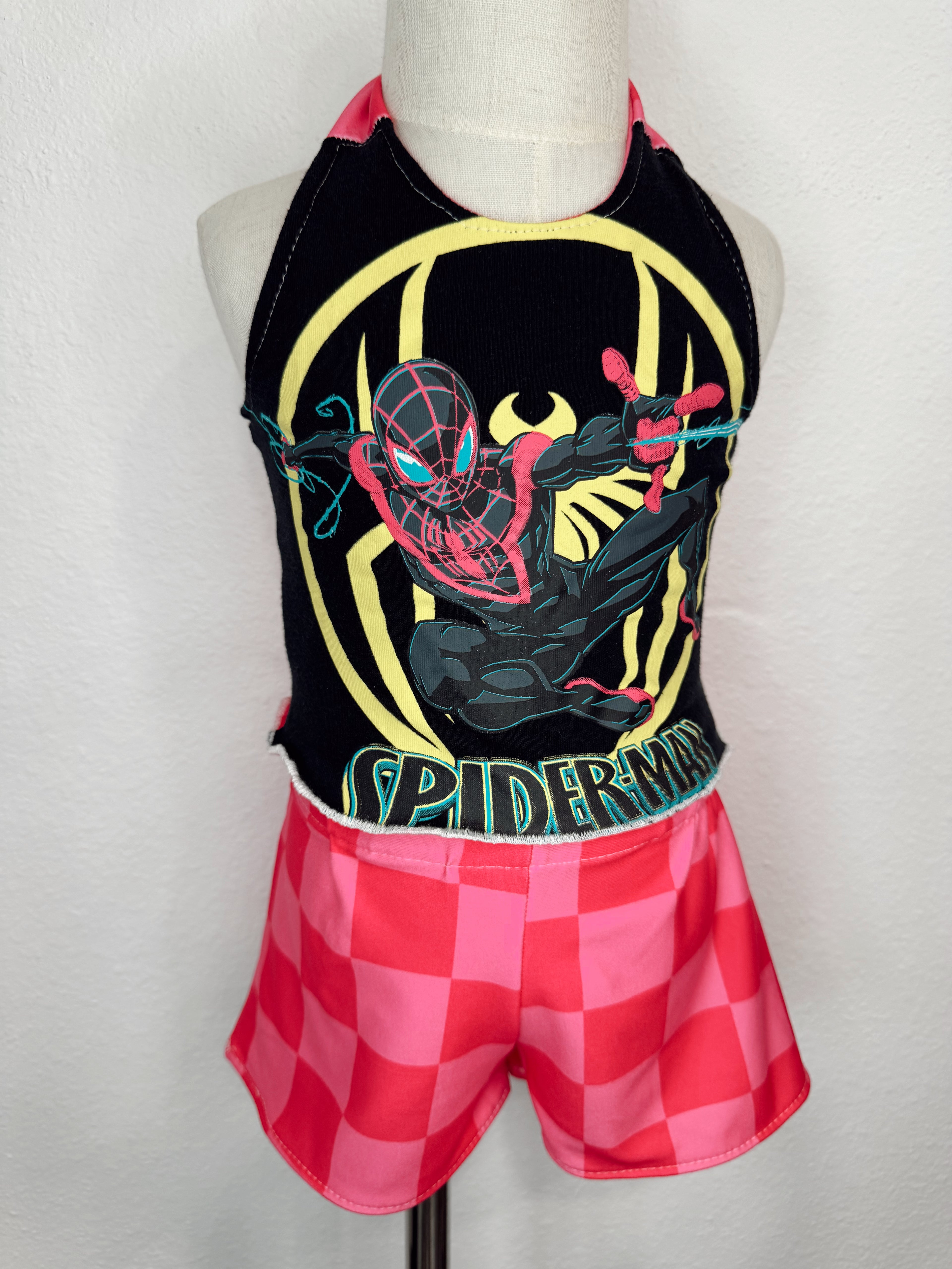 2T Spider-Man Upcycle Halter Top & Comfy Shorts