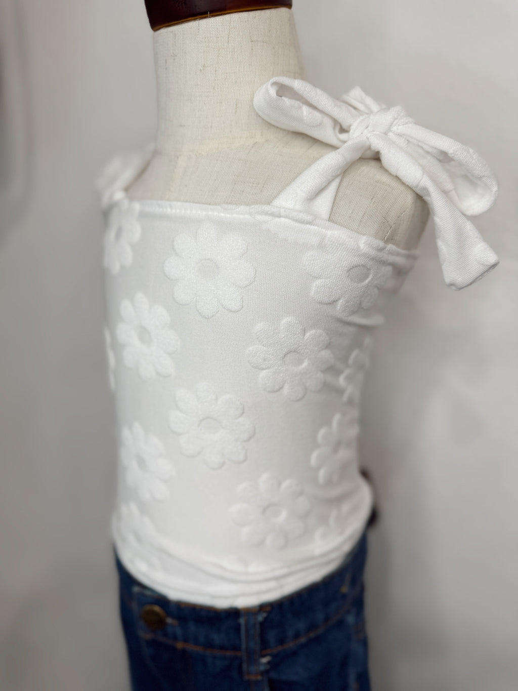 White Flower Tube Top With Straps