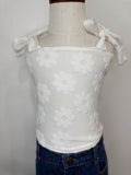 White Flower Tube Top With Straps